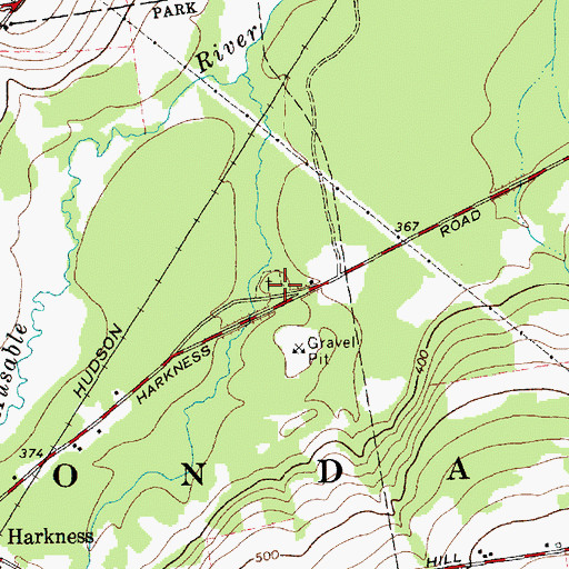 Topographic Map of Harkness Cemetery, NY