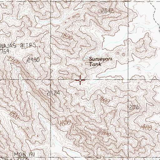 Topographic Map of Surveyors Tank, AZ