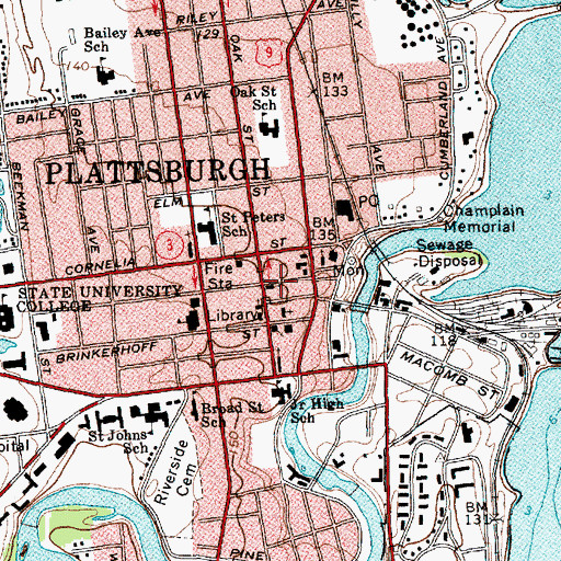 Topographic Map of First Baptist Church, NY