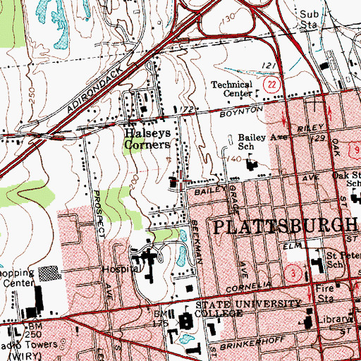 Topographic Map of First Methodist Church, NY