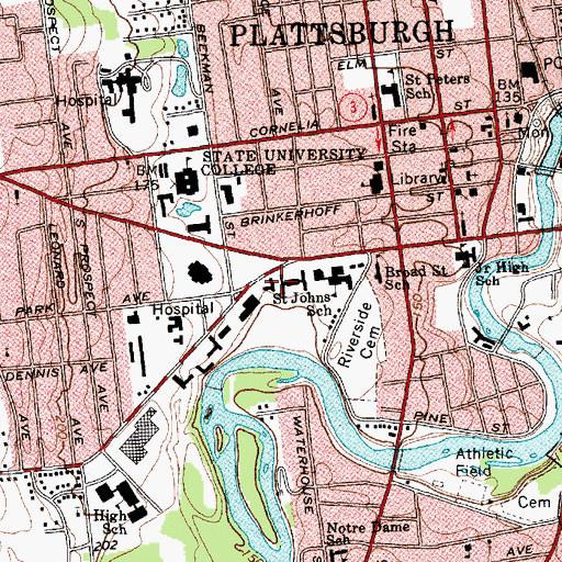 Topographic Map of Harrington Hall, NY