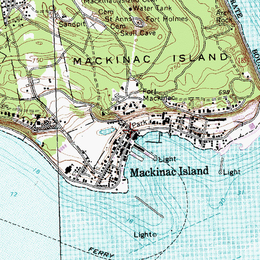 Topographic Map of American Fur Company Store Historical Marker, MI