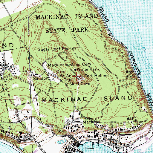Topographic Map of British Cannon Historical Marker, MI
