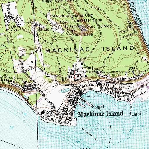 Topographic Map of Historic Fort Mackinac Historical Marker, MI