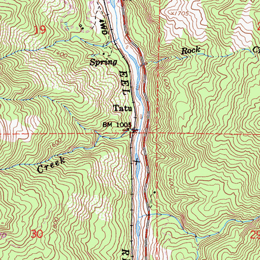 Topographic Map of Tatu Creek, CA