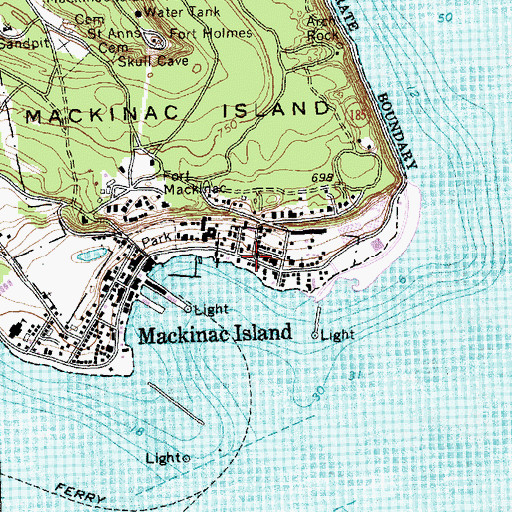 Topographic Map of Saint Anne's Catholic Church, MI