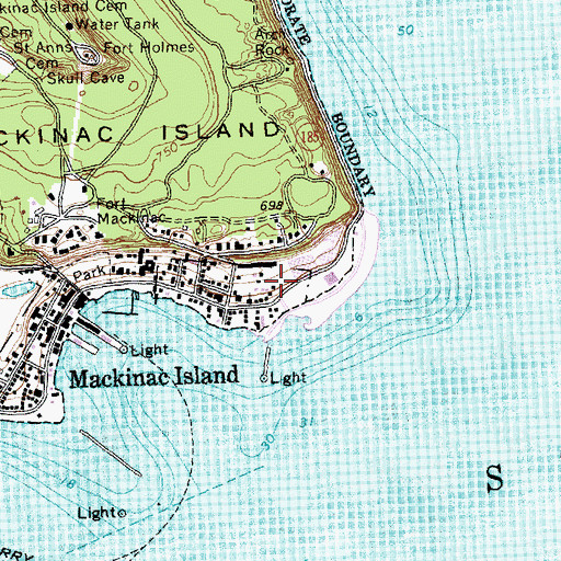 Topographic Map of Mission House Historical Marker, MI
