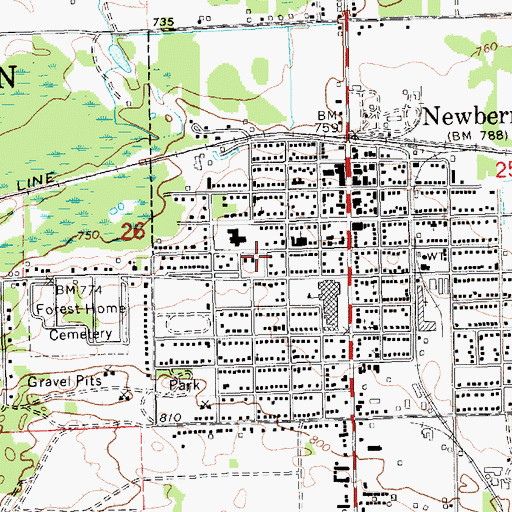 Topographic Map of Luce County Courthouse, MI