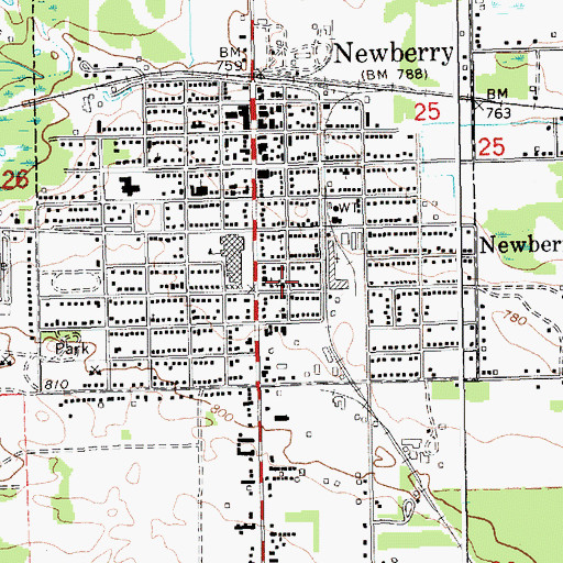 Topographic Map of Trinity Lutheran Church, MI