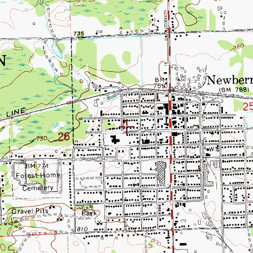 Topographic Map of All Saints Episcopal Church, MI