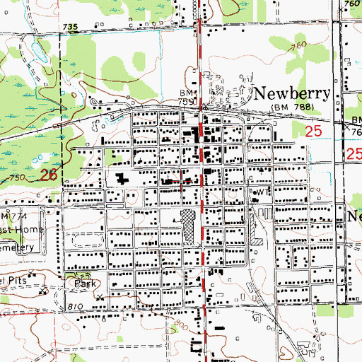 Topographic Map of United Methodist Church, MI
