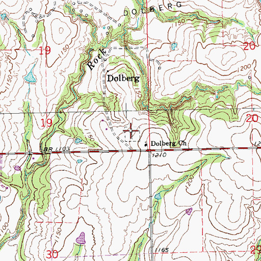 Topographic Map of Dolberg Baptist Cemetery, OK