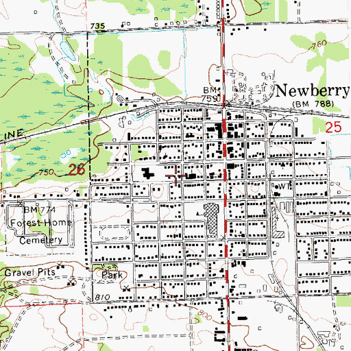 Topographic Map of Saint Gregory's Catholic Church, MI