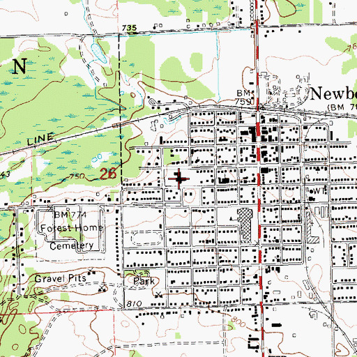 Topographic Map of Helen Newberry Joy Hospital, MI
