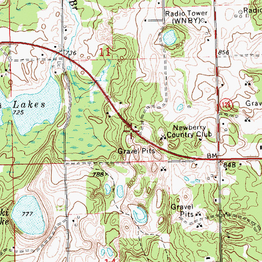 Topographic Map of Newberry KOA Campgrounds, MI