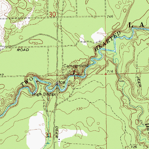 Topographic Map of High Bridge State Forest Campground, MI