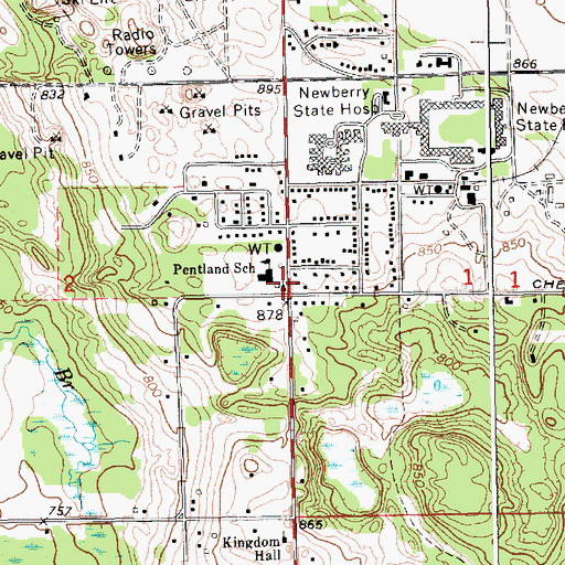 Topographic Map of Bethel Church, MI