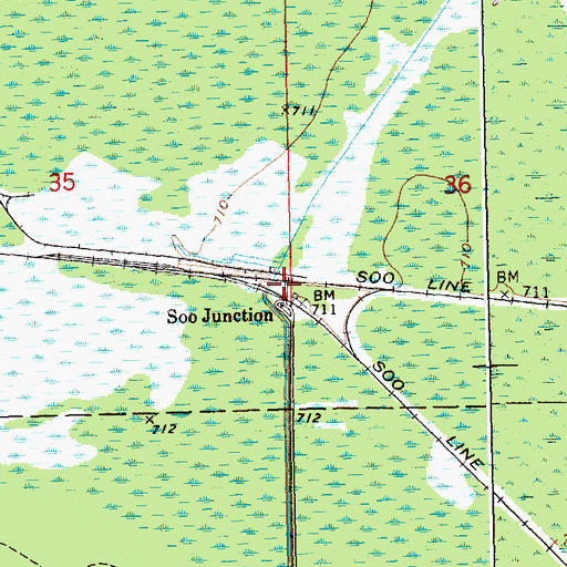 Topographic Map of Soo Junction Station, MI