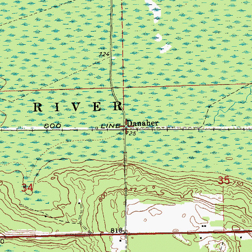 Topographic Map of Danaher Station, MI