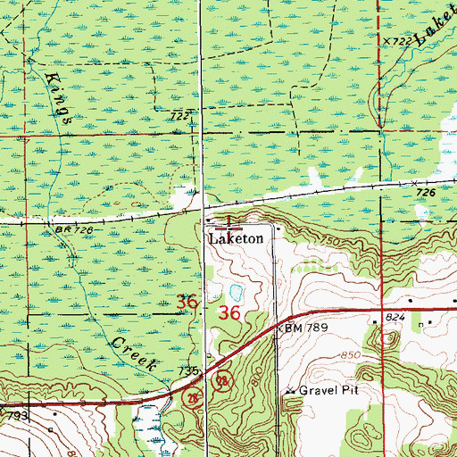 Topographic Map of Laketon Post Office (historical), MI