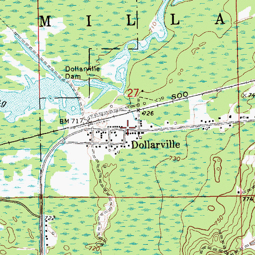 Topographic Map of Dollarville Post Office (historical), MI