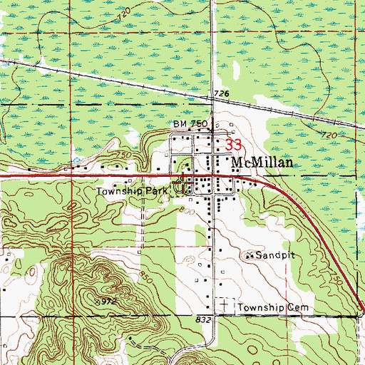 Topographic Map of Columbus Township Park, MI