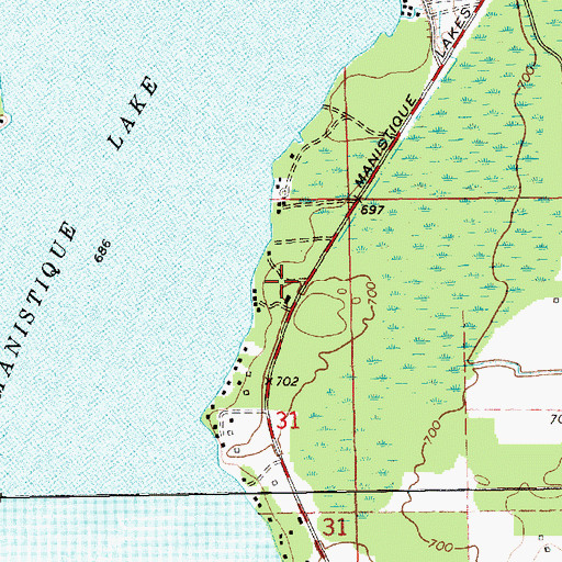 Topographic Map of Big Lake Campground, MI