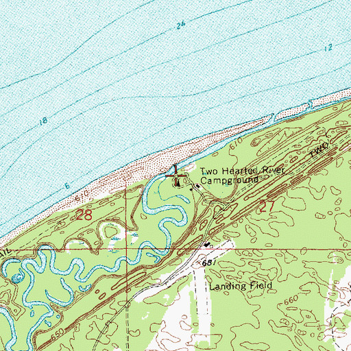 Topographic Map of Life Saving Station Historical Marker, MI