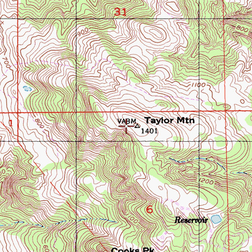 Topographic Map of Taylor Mountain, CA