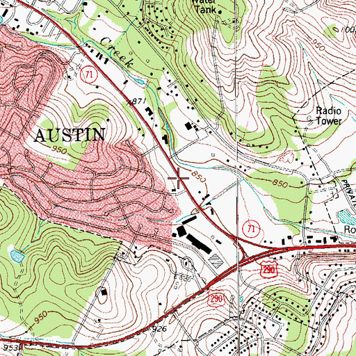 Topographic Map of Hill Country Baptist Church of Oakhill, TX