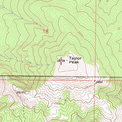 Topographic Map of Taylor Peak, CA