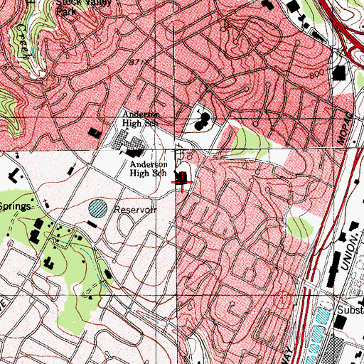 Topographic Map of Hillcrest Baptist Church, TX