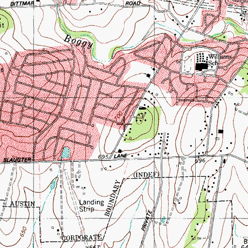 Topographic Map of Metropolitan Community Church of Austin, TX
