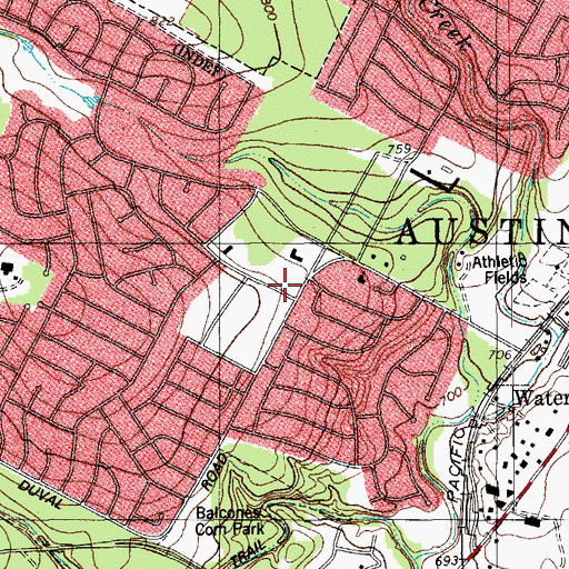 Topographic Map of Saint Stephens Baptist Church, TX