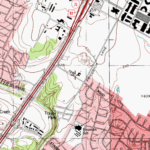 Topographic Map of Teri Road Baptist Church, TX