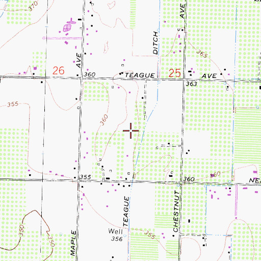 Topographic Map of Teague Ditch, CA