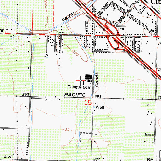 Topographic Map of Teague Elementary School, CA