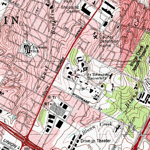 Topographic Map of Andre Hall, TX