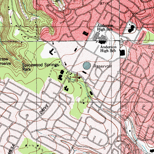 Topographic Map of Austin Fire Department Station 21, TX