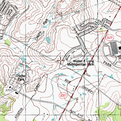 Topographic Map of Austin Fire Department Station 26, TX