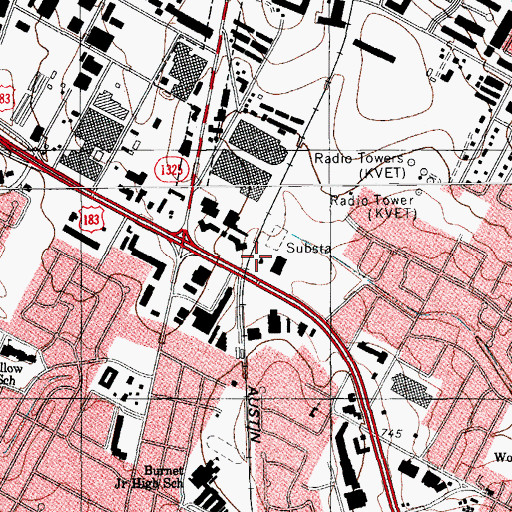 Topographic Map of Austin Fire Department Station 8, TX