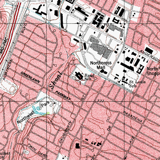 Topographic Map of Austin Independent School District Library Media Center, TX