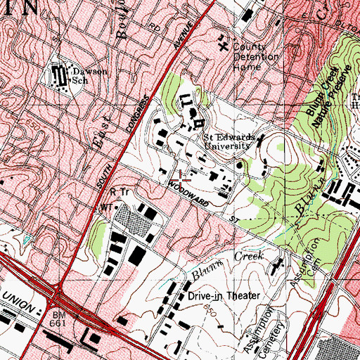 Topographic Map of Basil Moreau Hall, TX