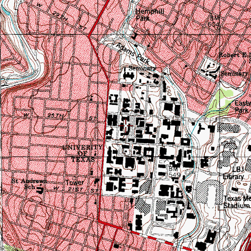 Topographic Map of Blanton Dormitory, TX