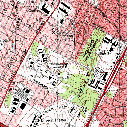 Topographic Map of East Hall, TX