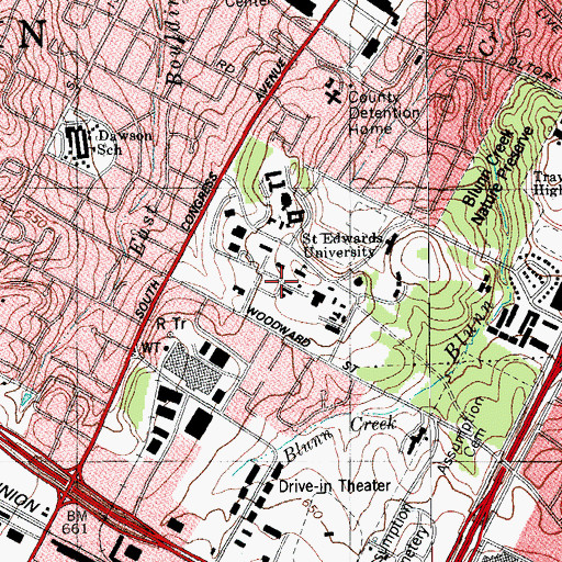 Topographic Map of Fondren Hall, TX