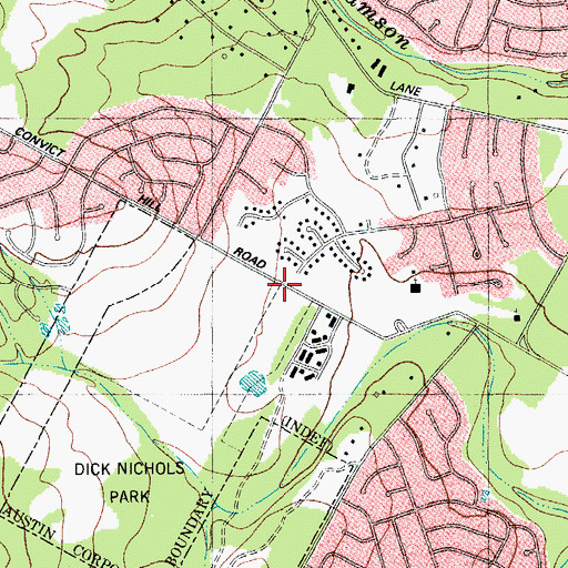 Topographic Map of Hampton Will Branch at Oak Hill Branch Austin City Library, TX