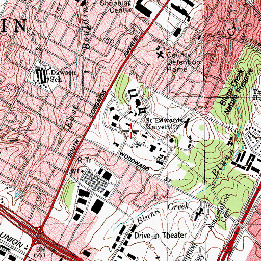 Topographic Map of Holy Cross Hall, TX
