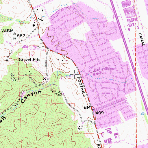 Topographic Map of Tehan Canyon, CA