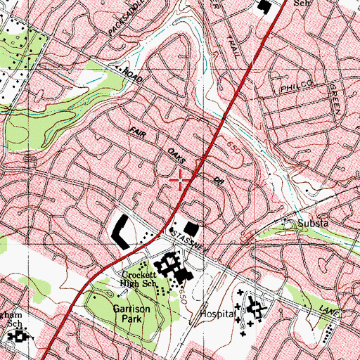 Topographic Map of Manchaca Branch Austin City Library, TX